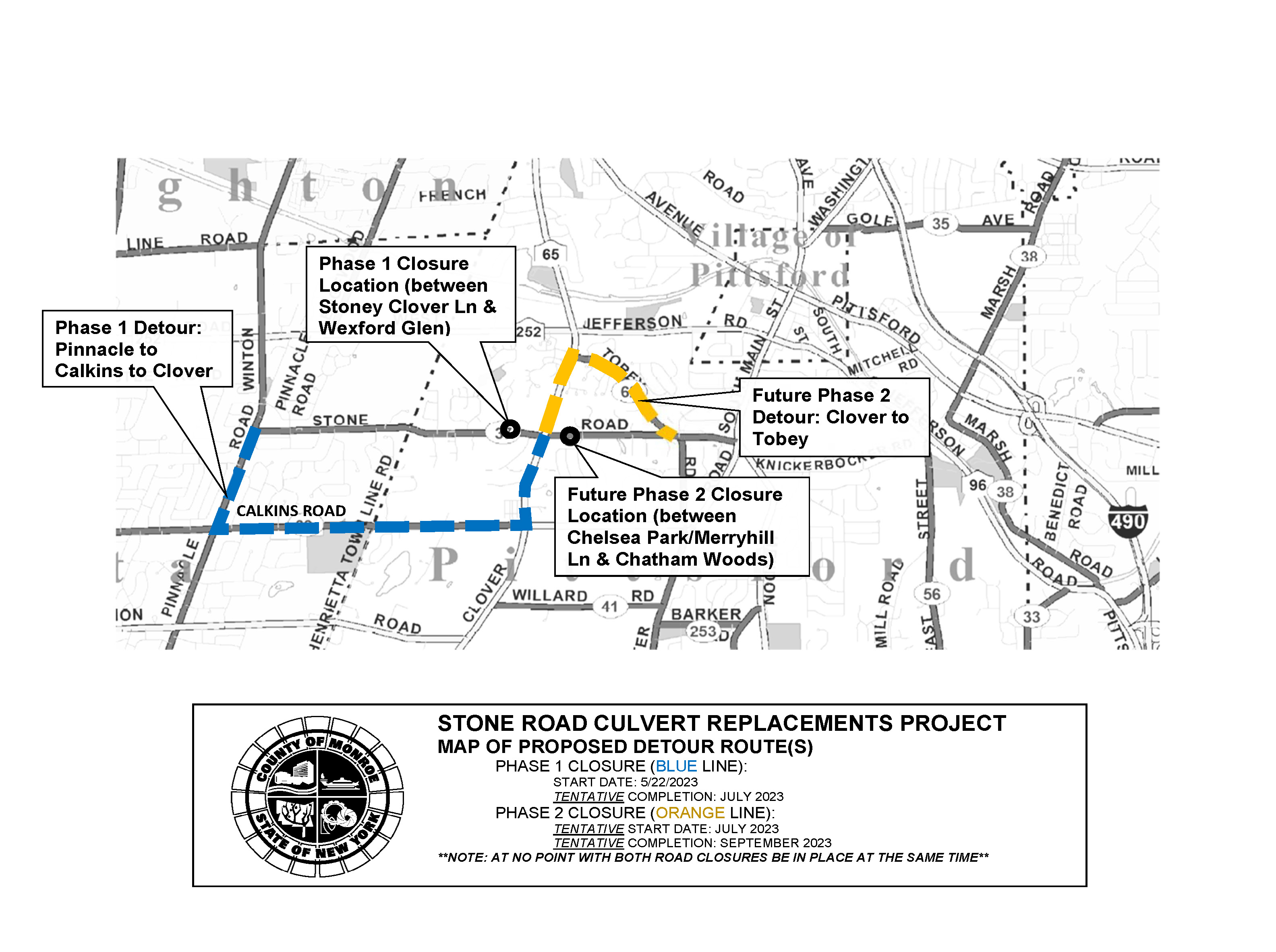 Stone Road Culvert Project MCDOT detour map